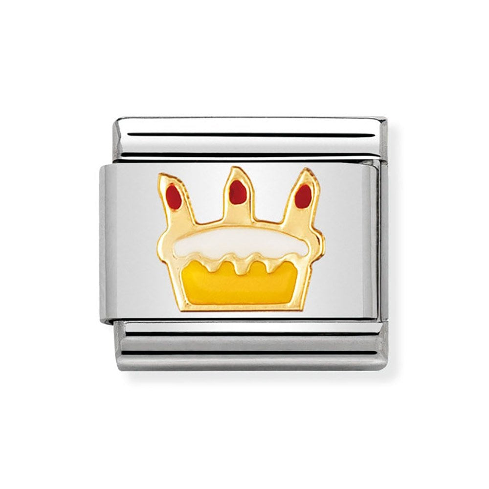 COMPOSABLE Clasic FUN in stainless steel with enamel and bonded yellow gold (26_Birthday cake)