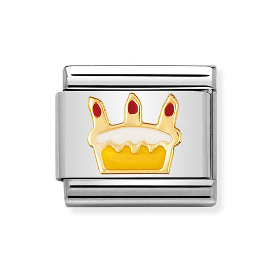 COMPOSABLE Clasic FUN in stainless steel with enamel and bonded yellow gold (26_Birthday cake)
