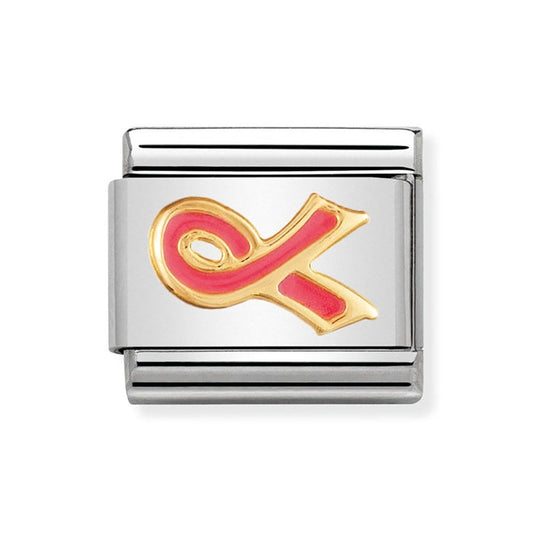 COMPOSABLE Classic DAILY LIFE in stainless steel with enamel and bonded yellow gold (29_Pink ribbon (cancer))