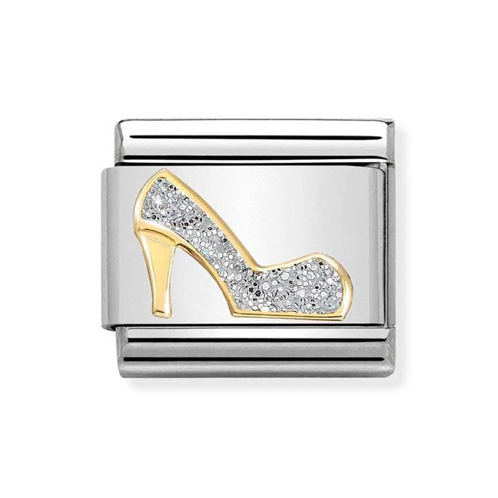 Composable Classic GLITTER SYMBOLS in steel, enamel and bonded yellow gold (04_SILVER shoe)