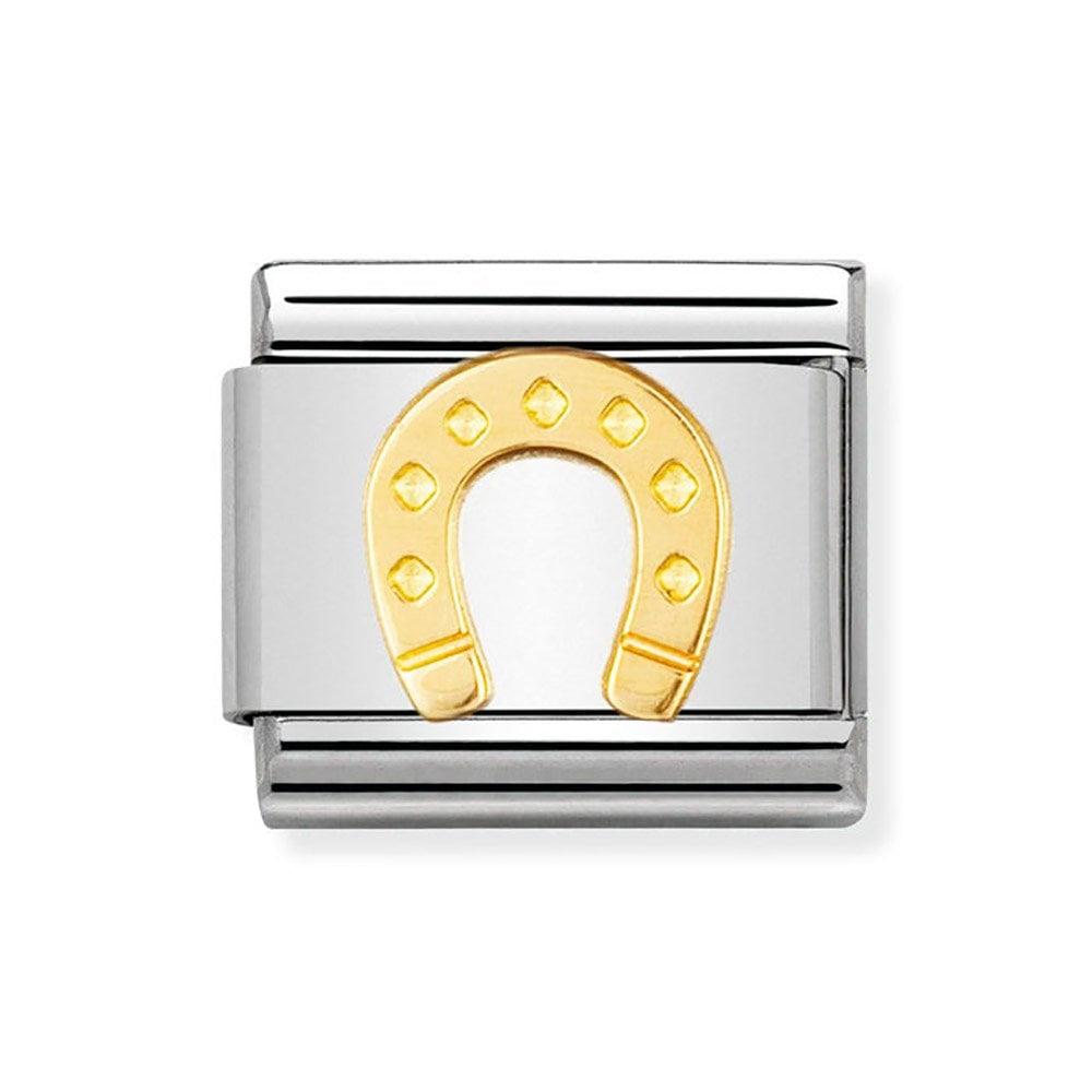 COMPOSABLE Classic GOOD LUCK in stainless steel with bonded yellow gold (08_Horseshoe)