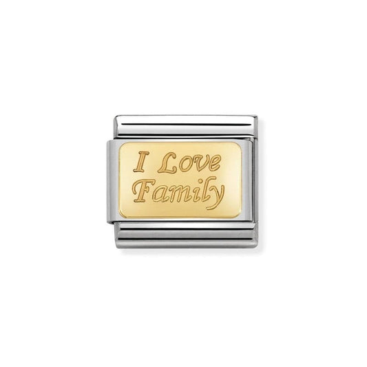 COMPOSABLE Classic ENGRAVED SIGNS in stainless steel with bonded yellow gold CUSTOM (33_I Love Family)