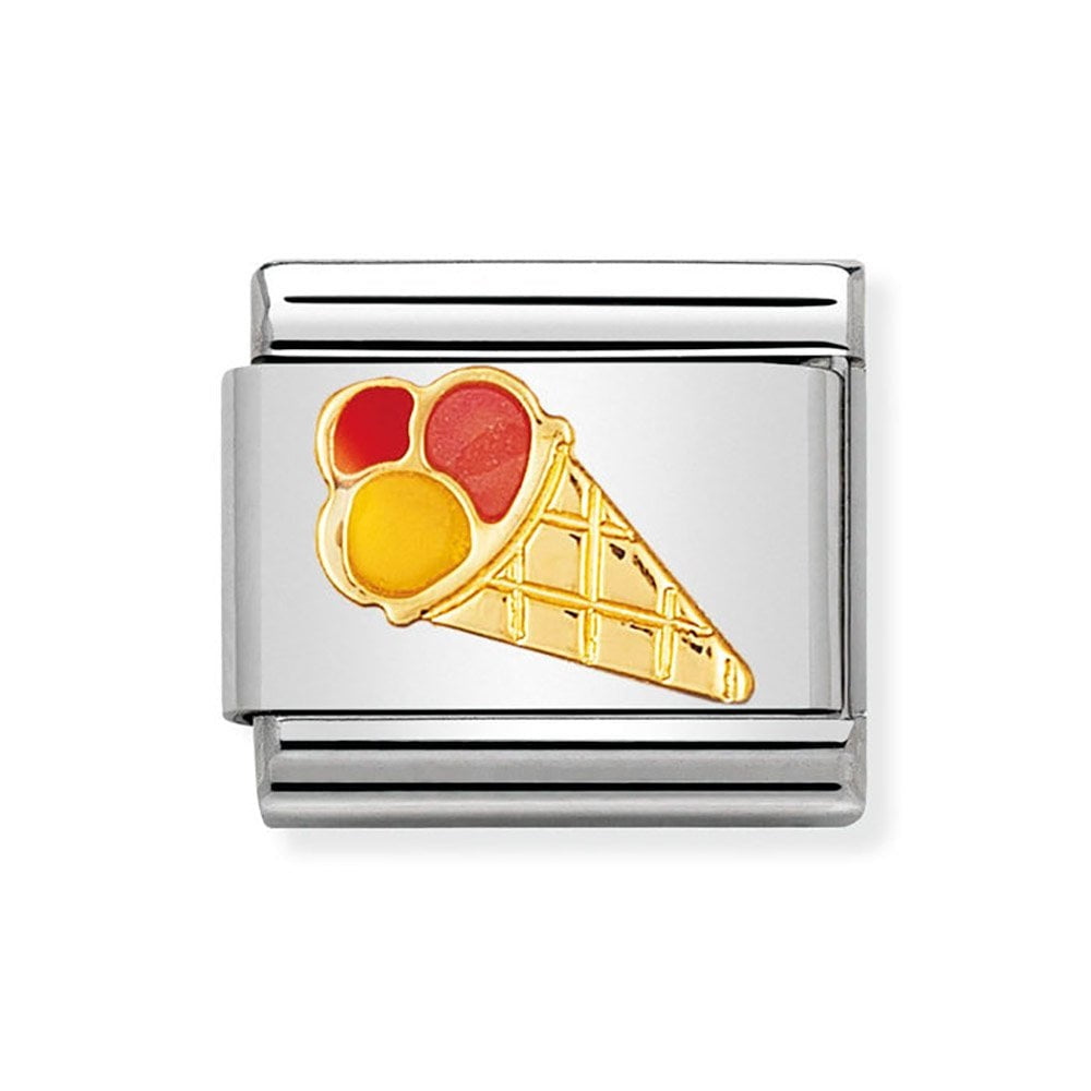COMPOSABLE Classic FUN in stainless steel with enamel and bonded yellow gold (30_Ice cream)