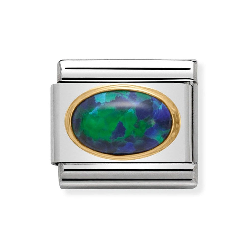 Composable Classic oval hard stones in stainless steel and bonded yellow gold (26_Green Opal)