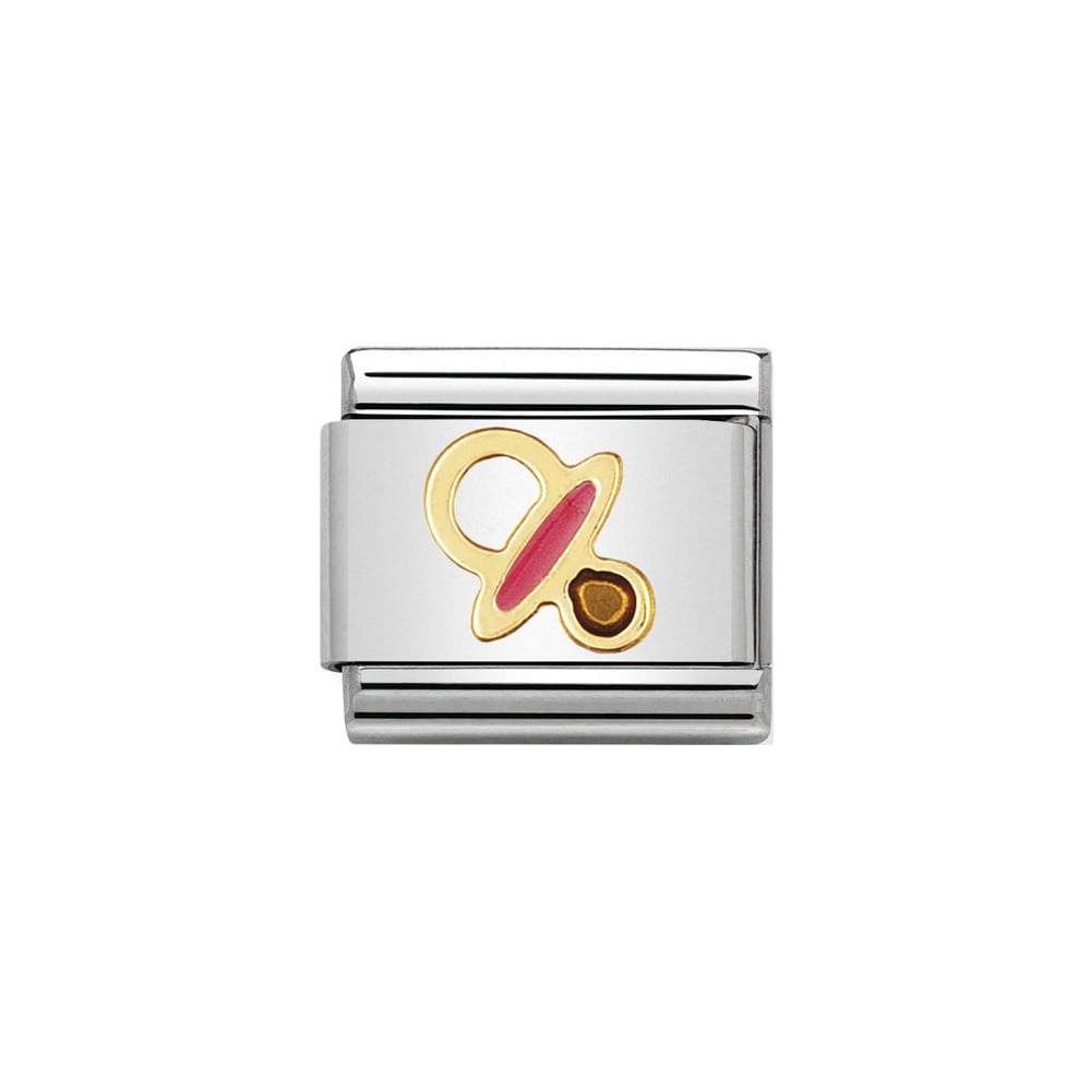 Nomination  Classic 18ct Gold and Pink Pram Charm
