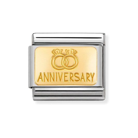 COMPOSABLE Classic ENGRAVED SIGNS in stainless steel with bonded yellow gold CUSTOM (32_Anniversary with wedding rings)