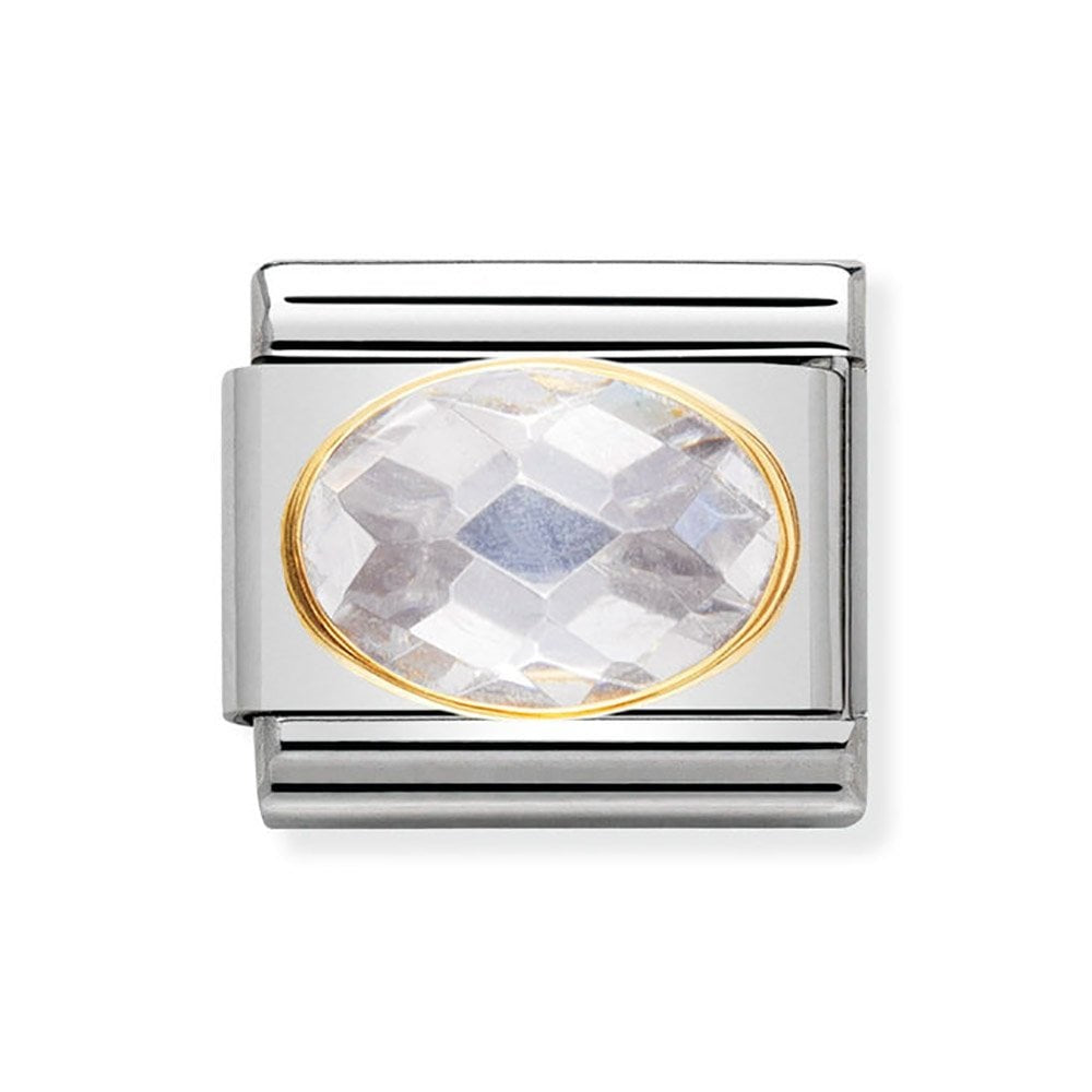 COMPOSABLE Classic FACETED CUBIC zirconia, stainless steel and bonded yellow gold (010_White)