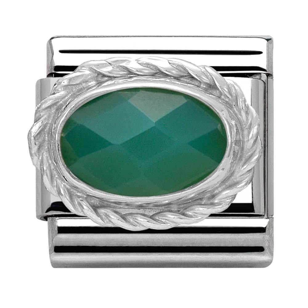 Comp, Classic hard stones stainless steel, rich silver 925 setting (27_Faceted Green Agath)