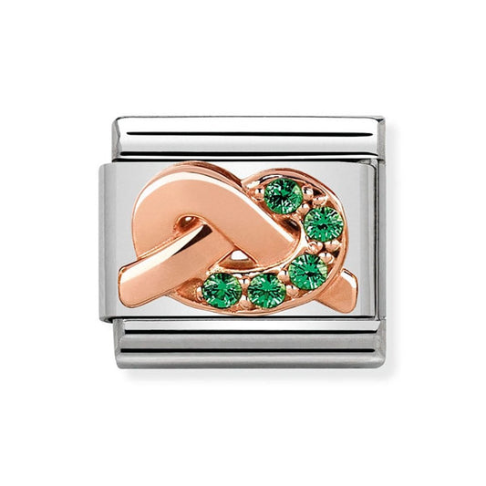 Composable Classic Symbols in stainless steel with 9k rose gold and CZ (08_GREEN knot)