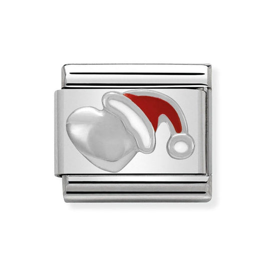 Composable Classic SYMBOLS in stainless steel, enamel and arg, 925 (05_Heart with Christmas Hat)