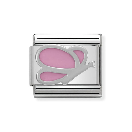 Composable Classic SYMBOLS in stainless steel , enamel and silver 925 (03_Pink Butterfly)