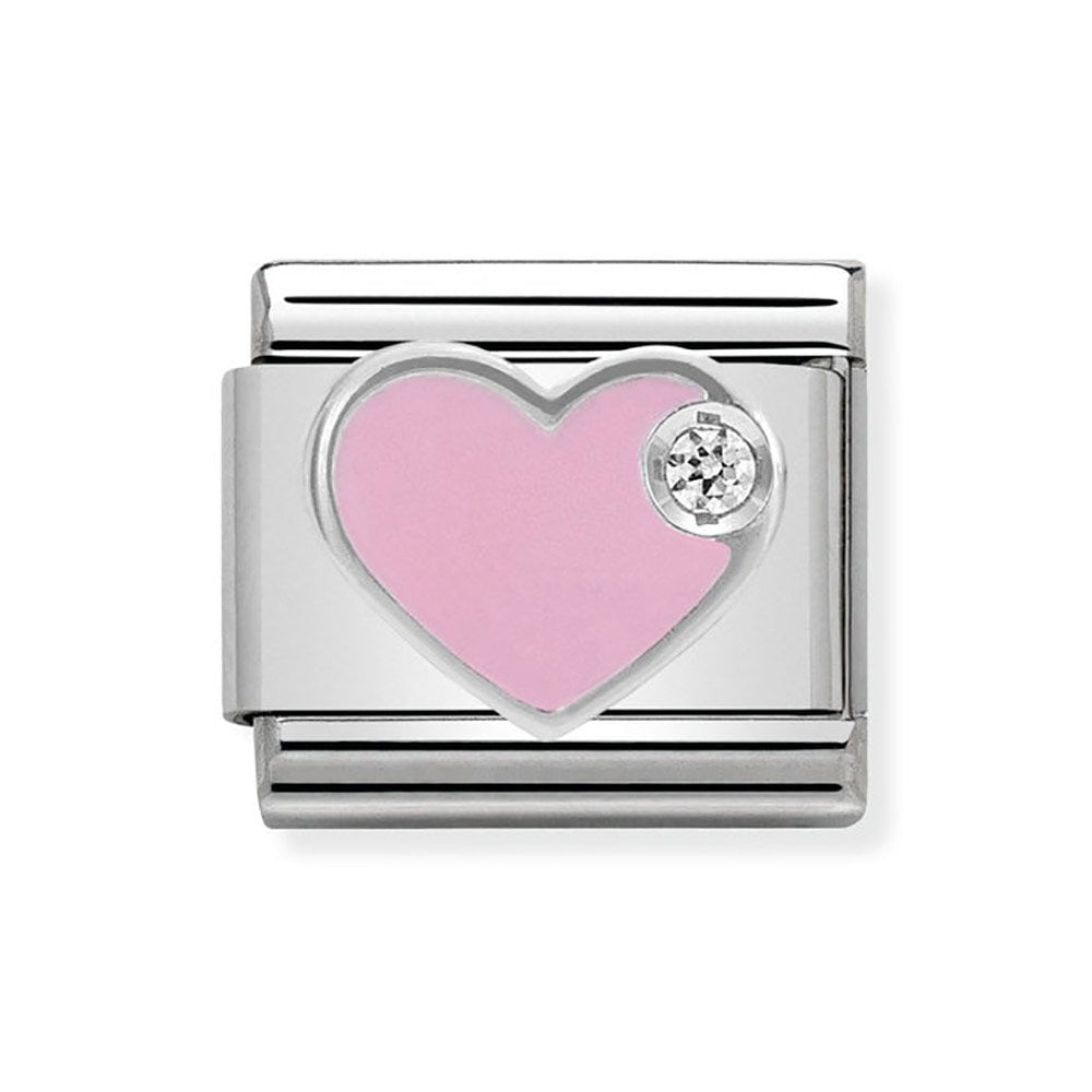 Composable CL SIMBOLS stainless steel, enamel, 1 Cub, Zirc and 925 silver (02_PINK heart)