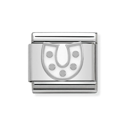 Composable Classic SYMBOLS in stainless steel , enamel and silver 925 (07_White Horseshoe)