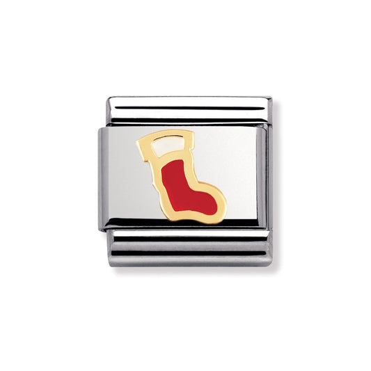 COMPOSABLE Classic CHRISTMAS in stainless steel with enamel and bonded yellow gold (06_Stocking)