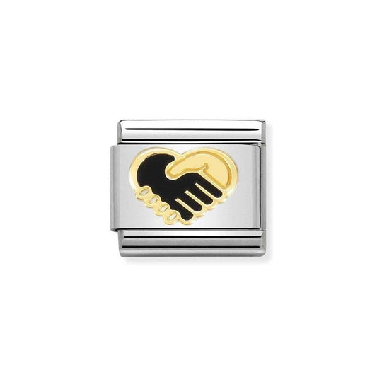 Composable Classic SYMBOLS steel, enamel and bonded yellow gold (57_Heart Handshake)