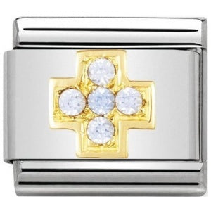 COMPOSABLE Classic DAILY LIFE in stainless steel with bonded yellow gold and Cubic Zirconia (01_WHITE cross)