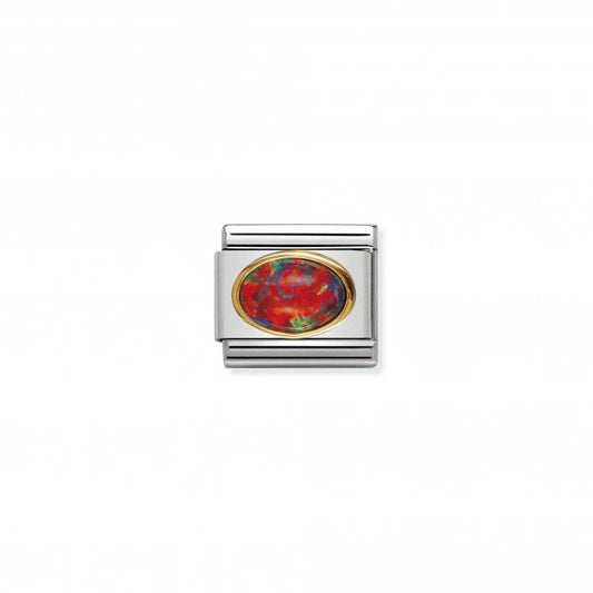 Composable Classic oval hard stones in stainless steel and bonded yellow gold (08_RED OPAL)