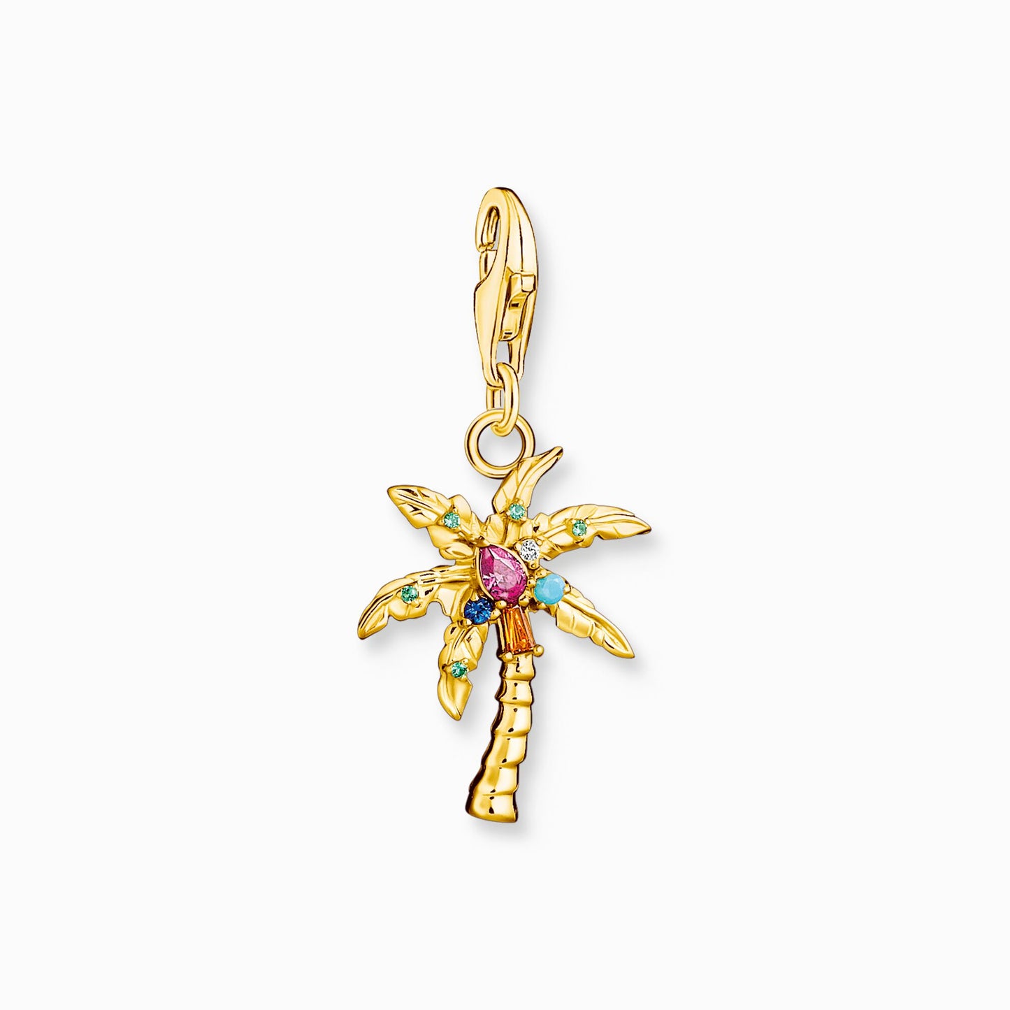 Charm pendant colourful palm tree 18k gold plated