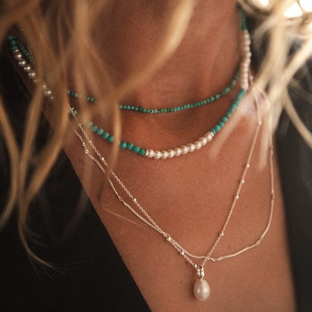 Pearl Turquoise Beaded Necklace