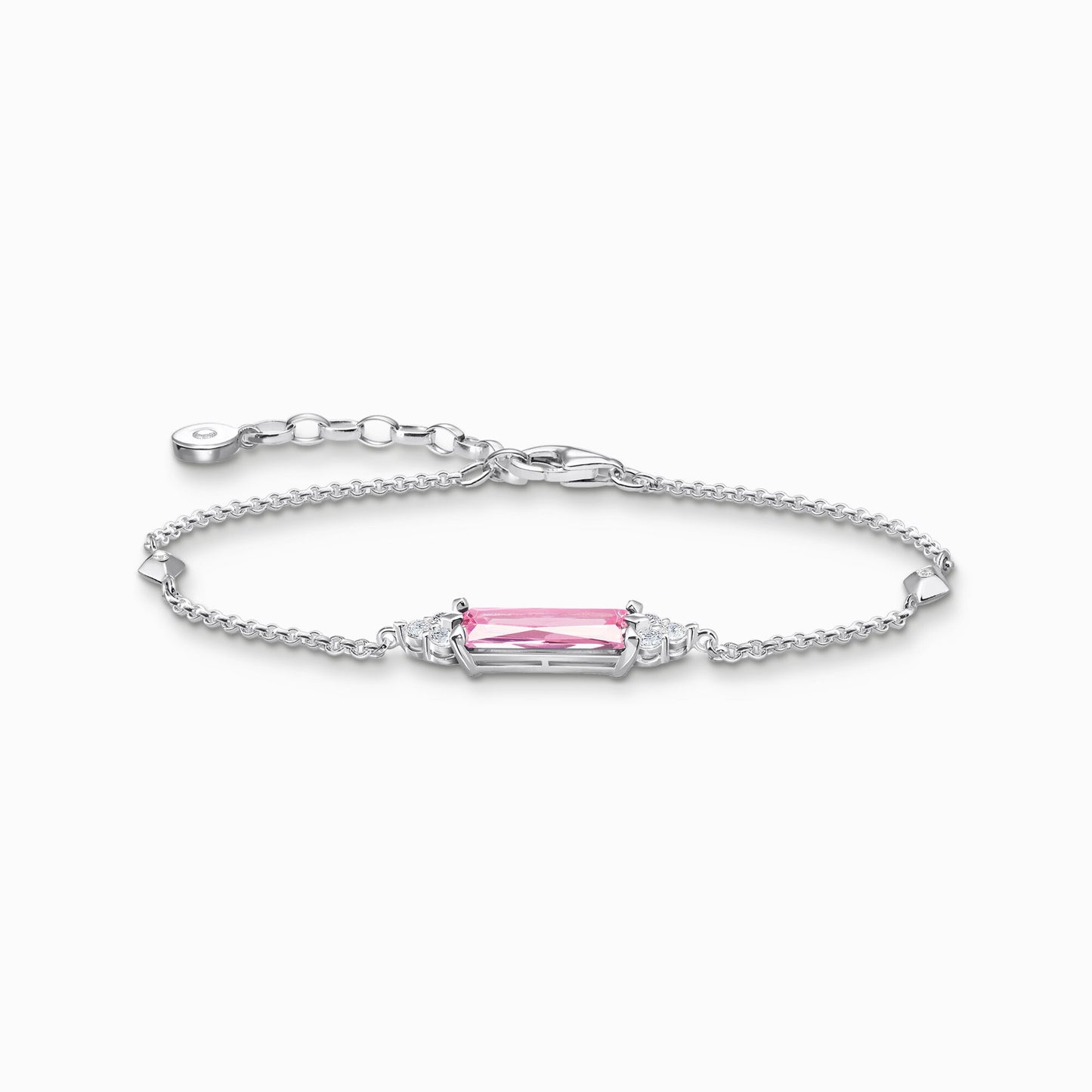 Bracelet with pink and white stones silver