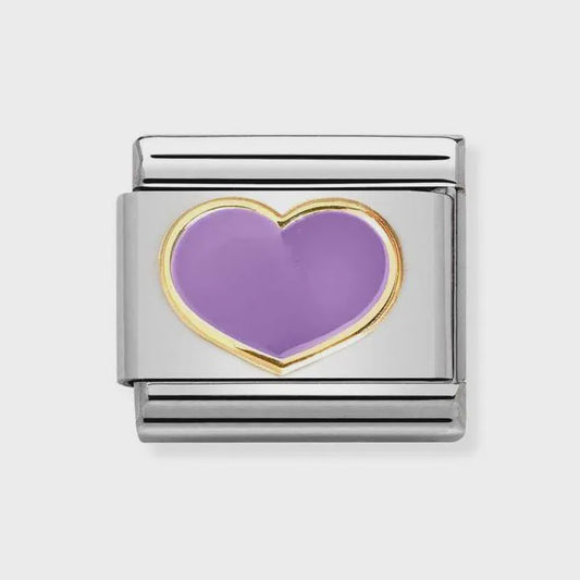 Composable Classic LOVE 2 stainless steel, enamel and bonded yellow gold (22_LILAC heart)