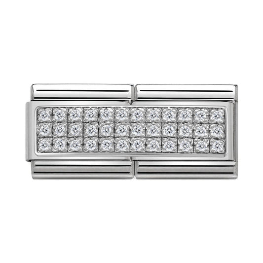 CLASSIC Silvershine Double Link Clear Pavé Crystal Charm