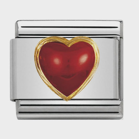 COMPOSABLE Classic STONES HEARTS in stainless steel with bonded yellow gold (08_RED OPAL)