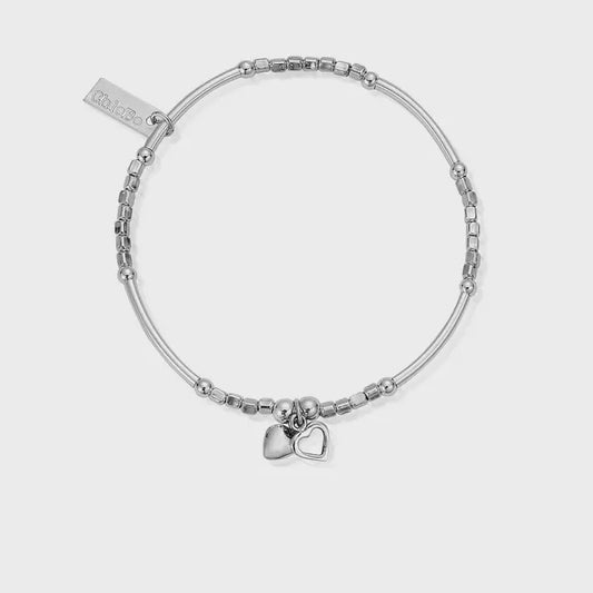 Mini Noodle Cube Double Hearts Bracelet