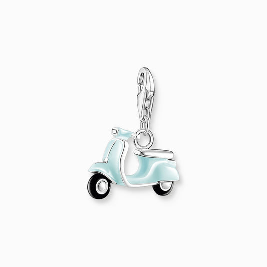 Charm pendant turquoise motor scooter silver