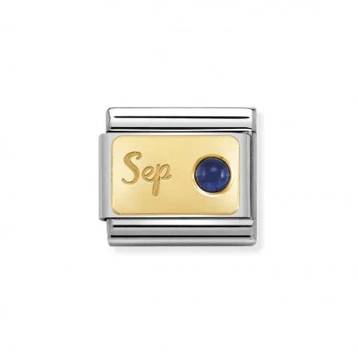 Composable Classic MONTH STONE in steel, stones and bonded yellow gold (09_September SAPPHIRE)