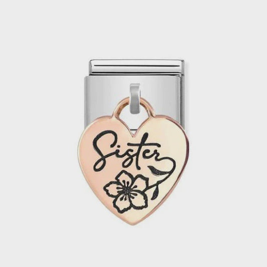 Composable Classic CHARMS ENGRAVED PLATES (IC) steel and bonded rose gold (05_Heart Sister)