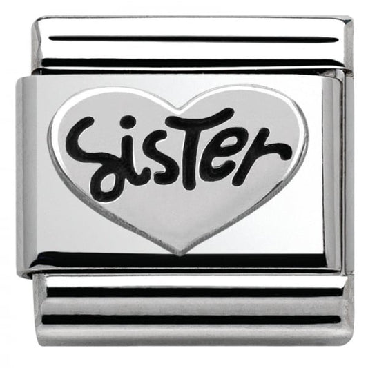 Composable Classic OXIDIZED SYMBOLS in st,steel and sterling silver (11_SISTER Heart)