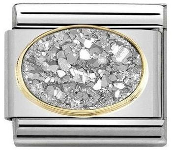 Composable Classic DRUSI in stainless steel, stones and bonded yellow gold (01_Agate Drusie Silver Moon)