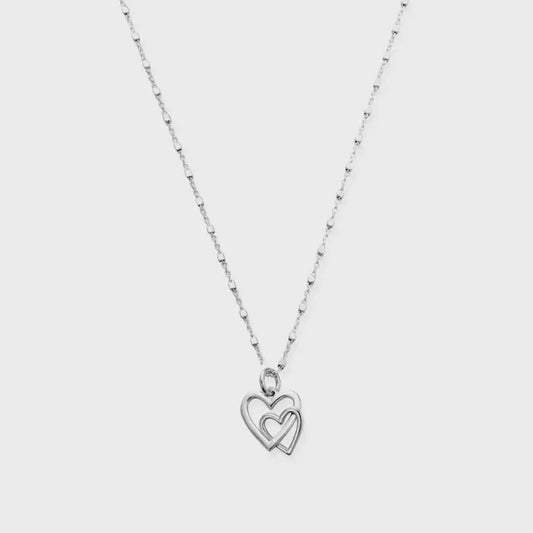 Delicate Cube Chain Interlocking Love Heart Necklace