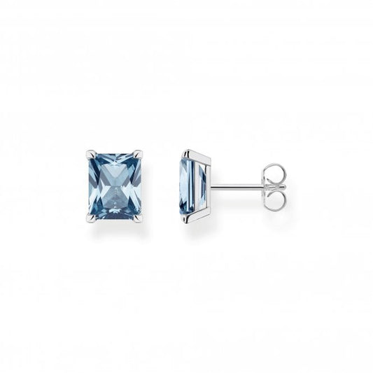 Silver & Light Blue Stud Earrings