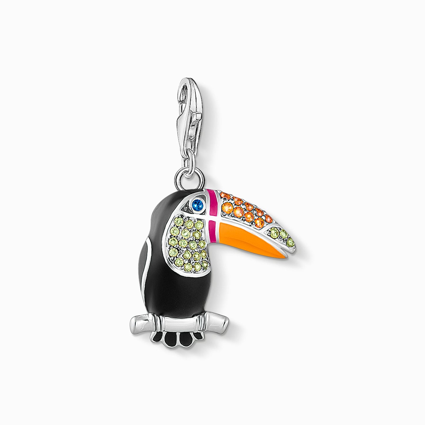 Charm pendant colourful toucan silver