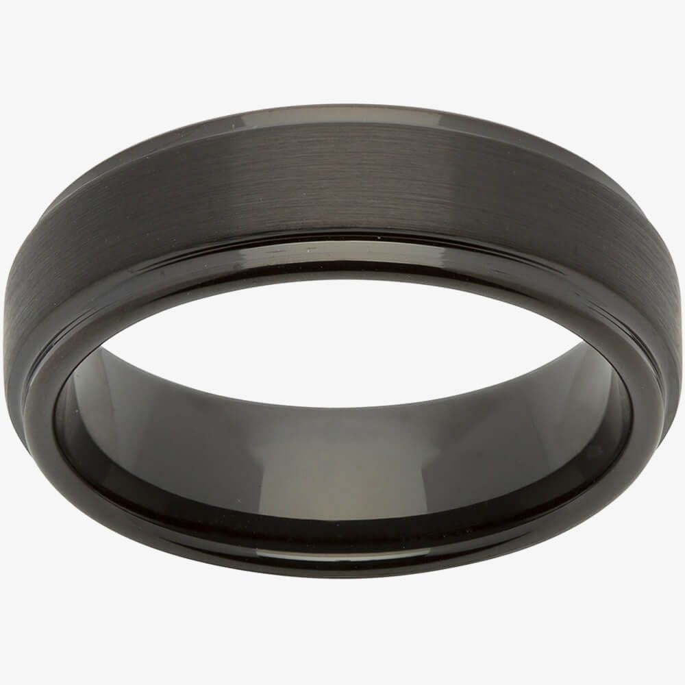 TUNGSTEN CARBIDE Ring with Black I.P. Plating 7 mm Size 62TUR-54-62