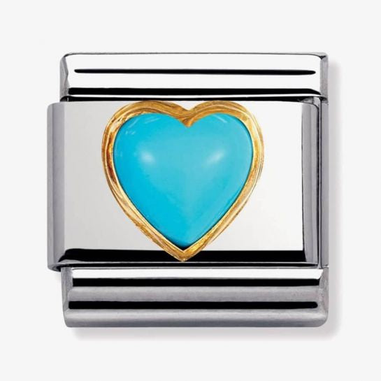 COMPOSABLE Classic STONES HEARTS in stainless steel with bonded yellow gold (06_TURQUOISE)