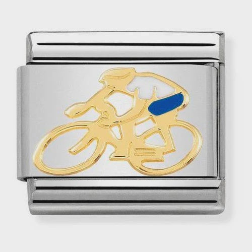 COMPOSABLE Classic SPORTS 1 in stainless steel with enamel and bonded yellow gold (15_Cyclist WHITE)