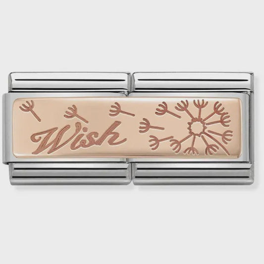Composable Classic DOUBLE ENGRAVED steel and 9k rose gold CUSTOM (19_Wish with dandelion)